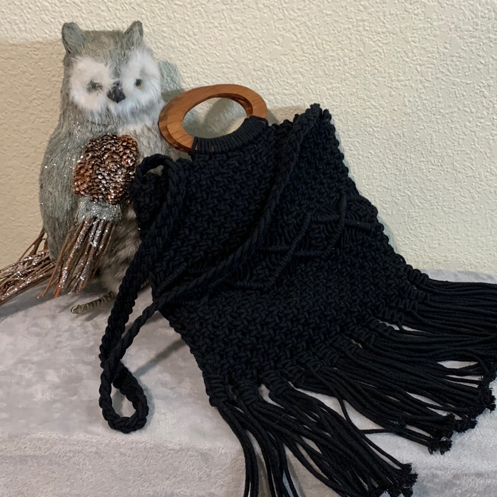 Danielle Nicole Macrame Handbag in Black
